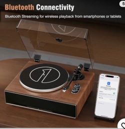 1 by ONE High Fidelity Belt Drive Turntable with Built-in Speakers, Vinyl Record Player with Magnetic Cartridge, Bluetooth