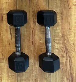 10 lb Rubber Hex Dumbbells