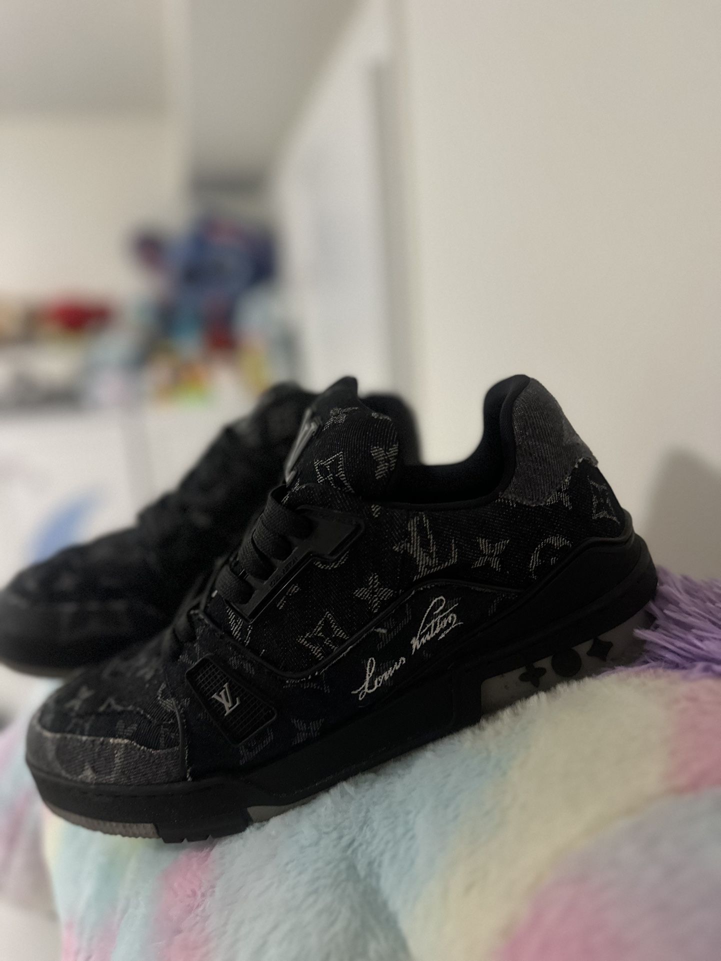 Louis Vuitton Monogram Denim LV Trainer Sneakers Men's