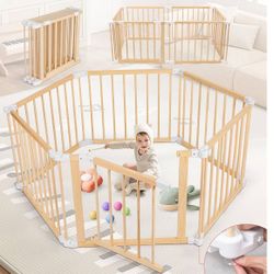 New Wooden 6 Panel Baby Gate/playpen (Great For Pets Too)