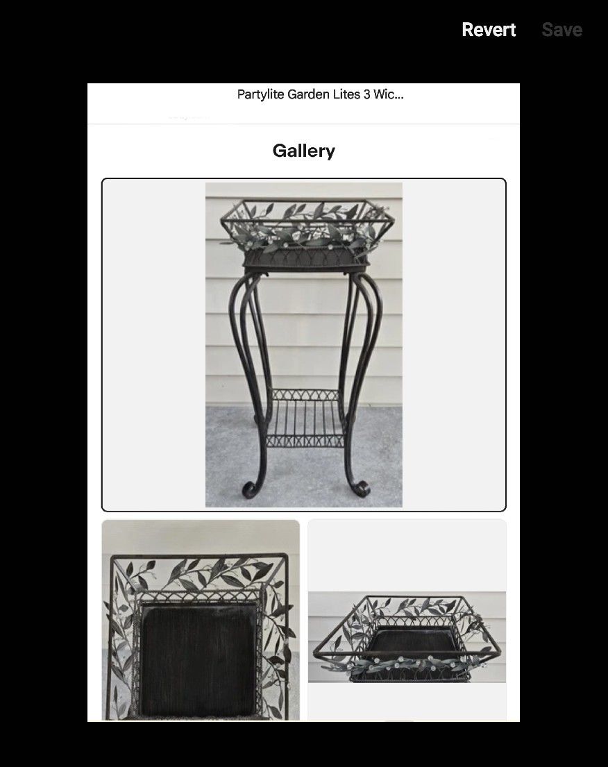 Partylite Garden Lites 3 Wick Candle 2-Tier Iron Plant Stand. retired