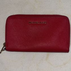 Michael Kors red leather wallet