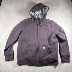 Carhartt Youth L 12/14 Purple Sherpa Lined Full Zip Hoodie Jacket Workwear#1978