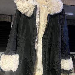 Winter Coat Black & Ivory
