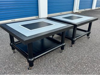 Outdoor side tables modern industrial style metal wood