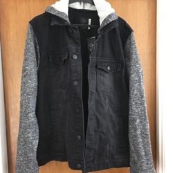 Men's Denim Trucker Large Jacket New Black Gray