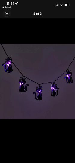 Black Cat Halloween Metal String Lights LED - 10ct