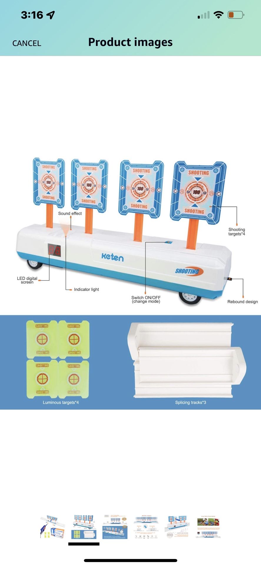 Keten Electric Running Shooting Target for Nerf Guns, 4 Digital Targets Electronic Scoring Auto Reset Toy with Light Sound Effect for Shooting Practic