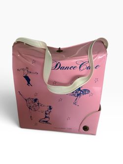Vintage PINK Vinyl BALLET BOX Dance Class Shoes Storage Tote Bag