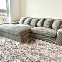 Grey Corduroy Sectional - 4months Used Only 