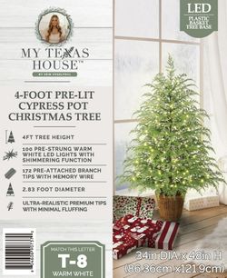 NEW, SEALED My Texas House 4FT Pre-Lit Cypress  Christmas Tree