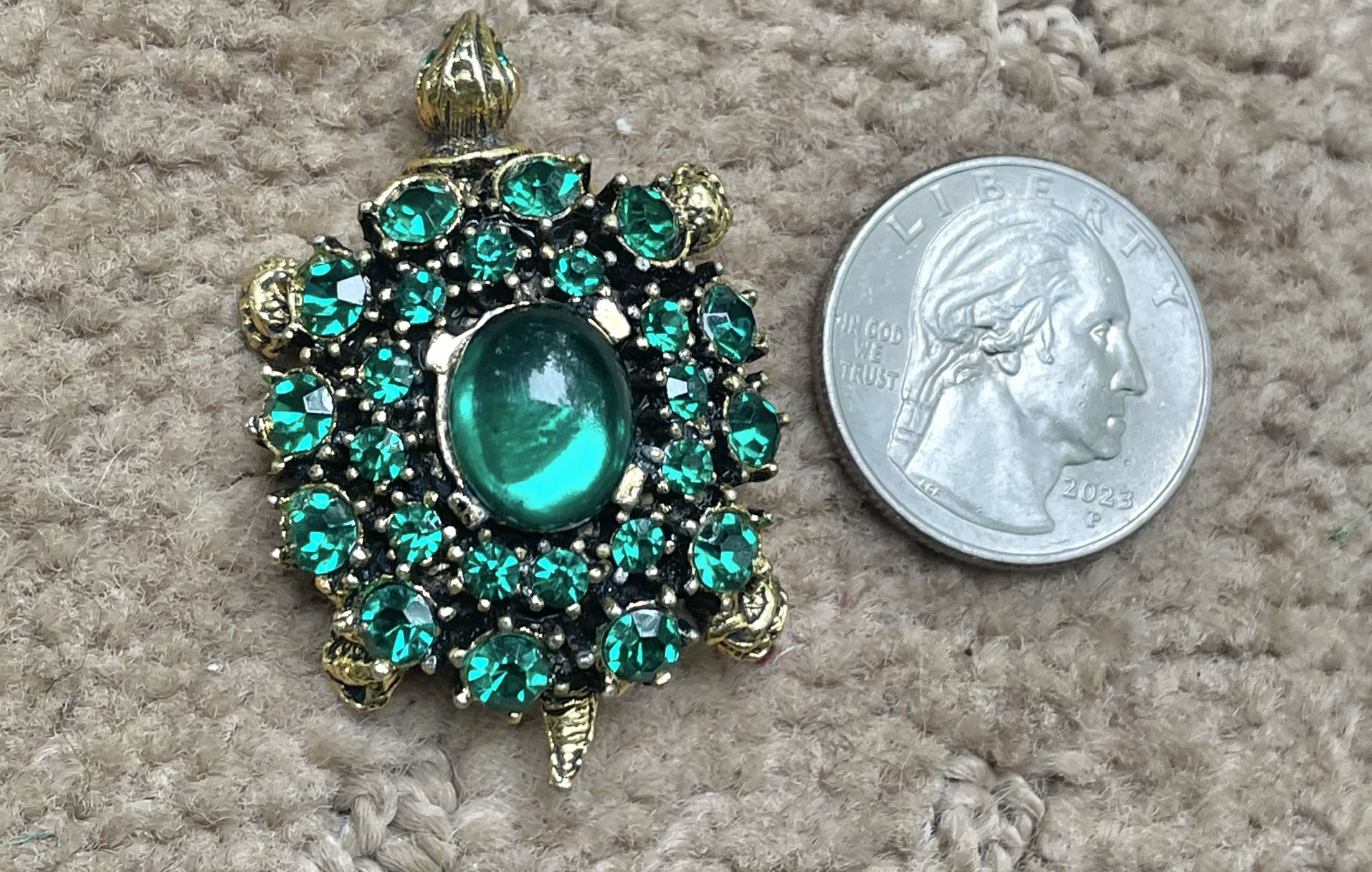 vintage rhinestone turtle brooch
