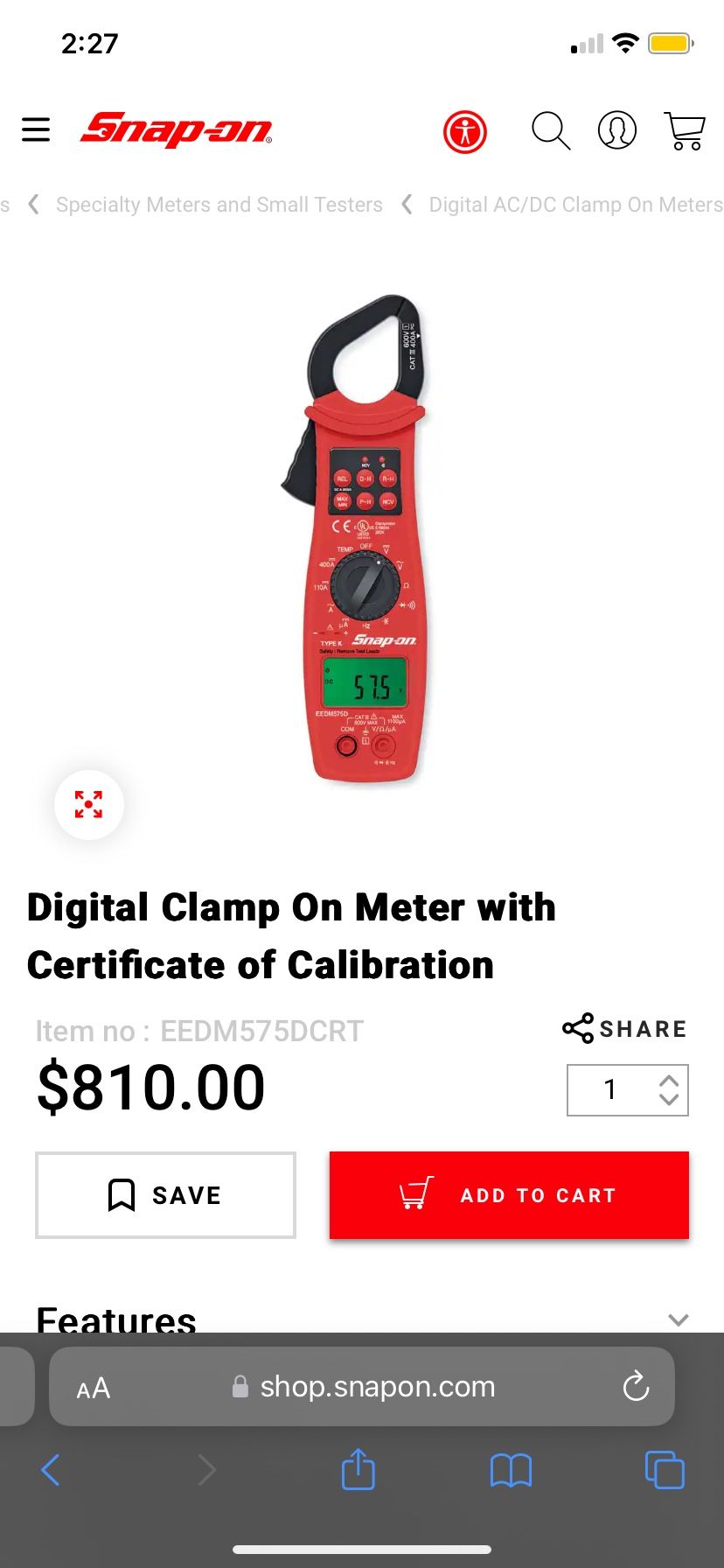 Snap On Digital Amp Clamp And Multimeter