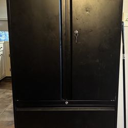 Black 2 Drawer/ 3 Shelf Filing Cabinet