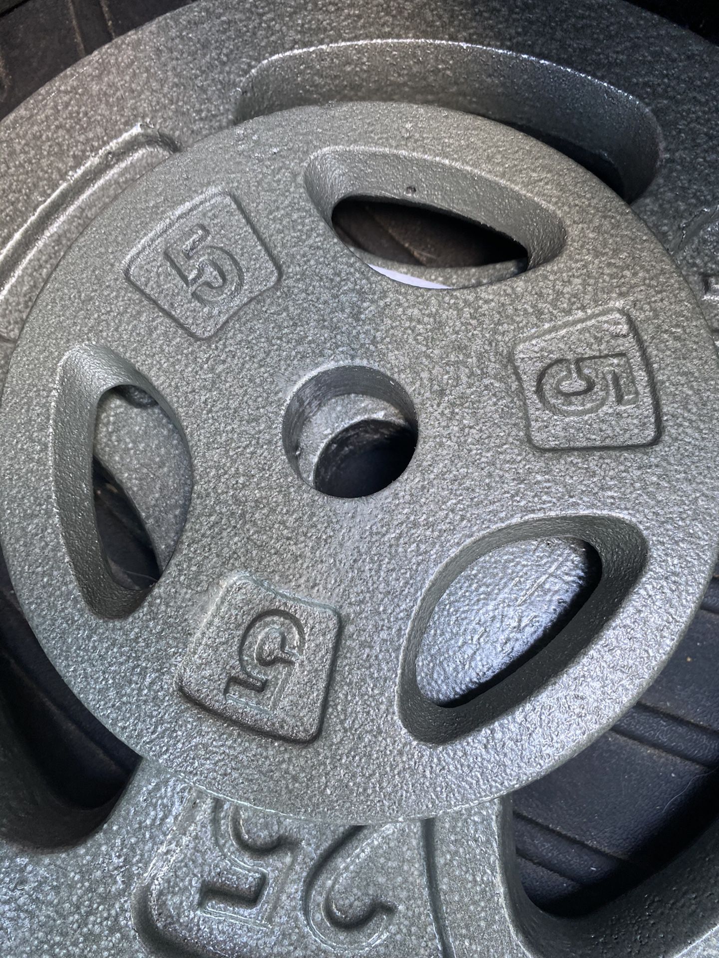 Brand new 5 pound weight plate, each, 1 inch hole