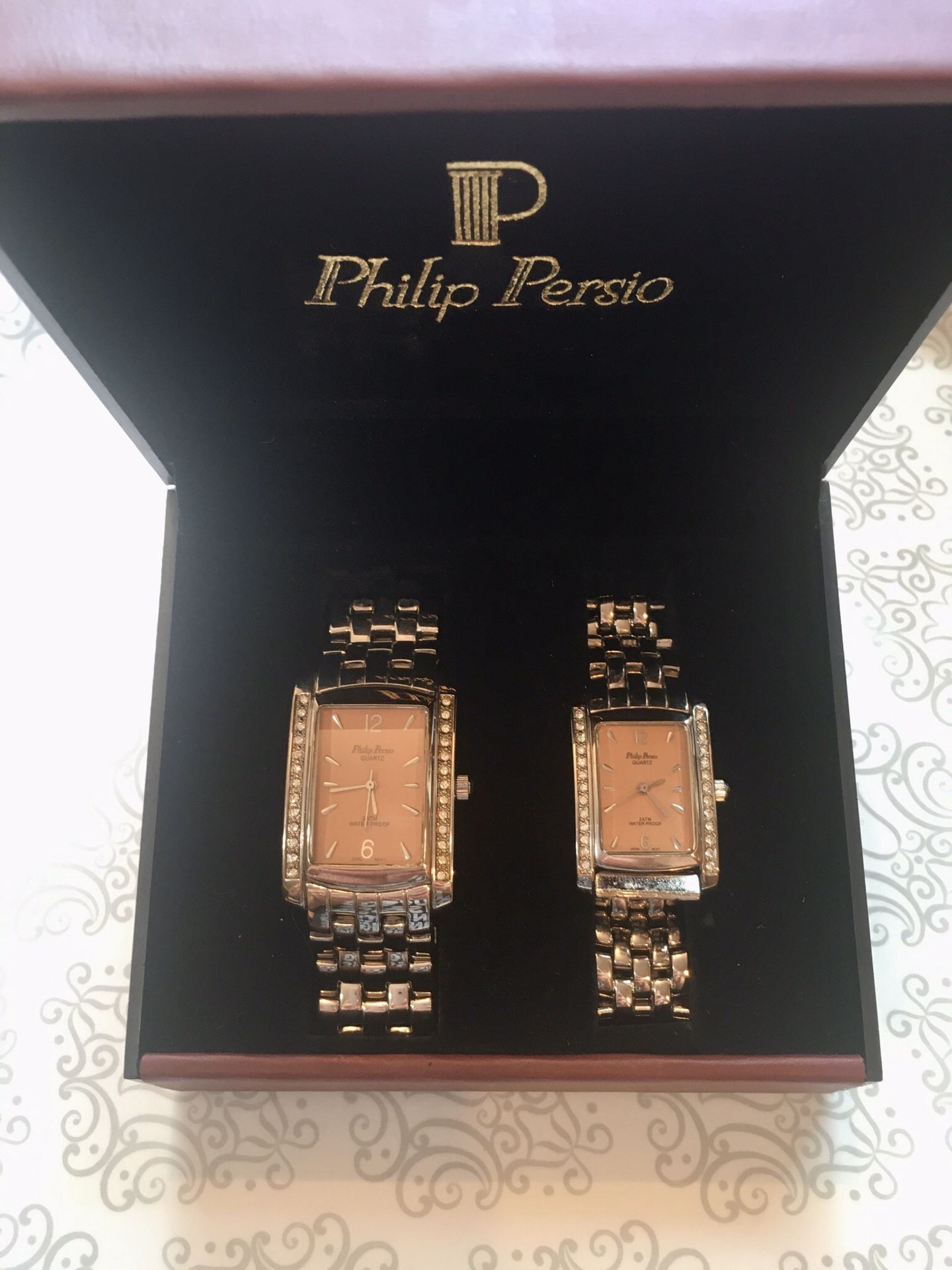 Philip Persio Couple Crystal Quartz Waterproof Watches
