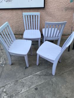 Set of 4 White Wood kids  Chairs