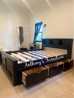 Black Queen Bed And Drawers