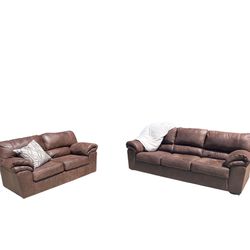 Ashley Brown Leather Sofa and Loveseat