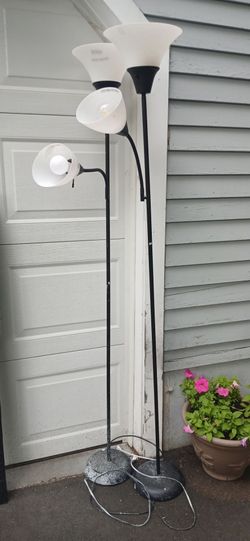 Black 3-Light Torchiere Floor Lamp