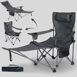 Folding Reclining Camping Chairs Footrest: 3 in 1 Portable Beach Lounge Chair Tanning Chairs with Backpack Lay Flat Lawn Chair Camping Furniture Camp 