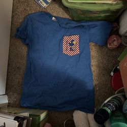 KU Blue Tee With Vintage-Style Pocket Design