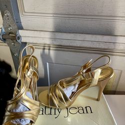 Cathy Jeans gold heels 