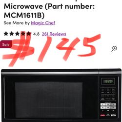 Black Magic Chef 1.6 Cubic Feet 1100 Watt Countertop Microwave (