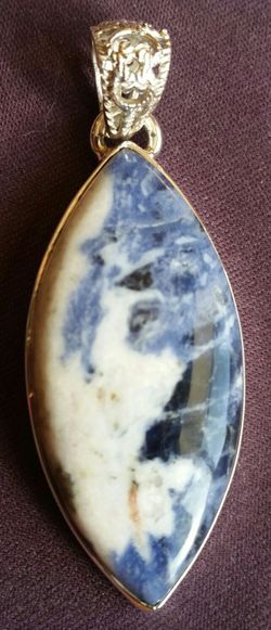 GENUINE SODALITE STERLING SILVER PENDANT JEWELRY