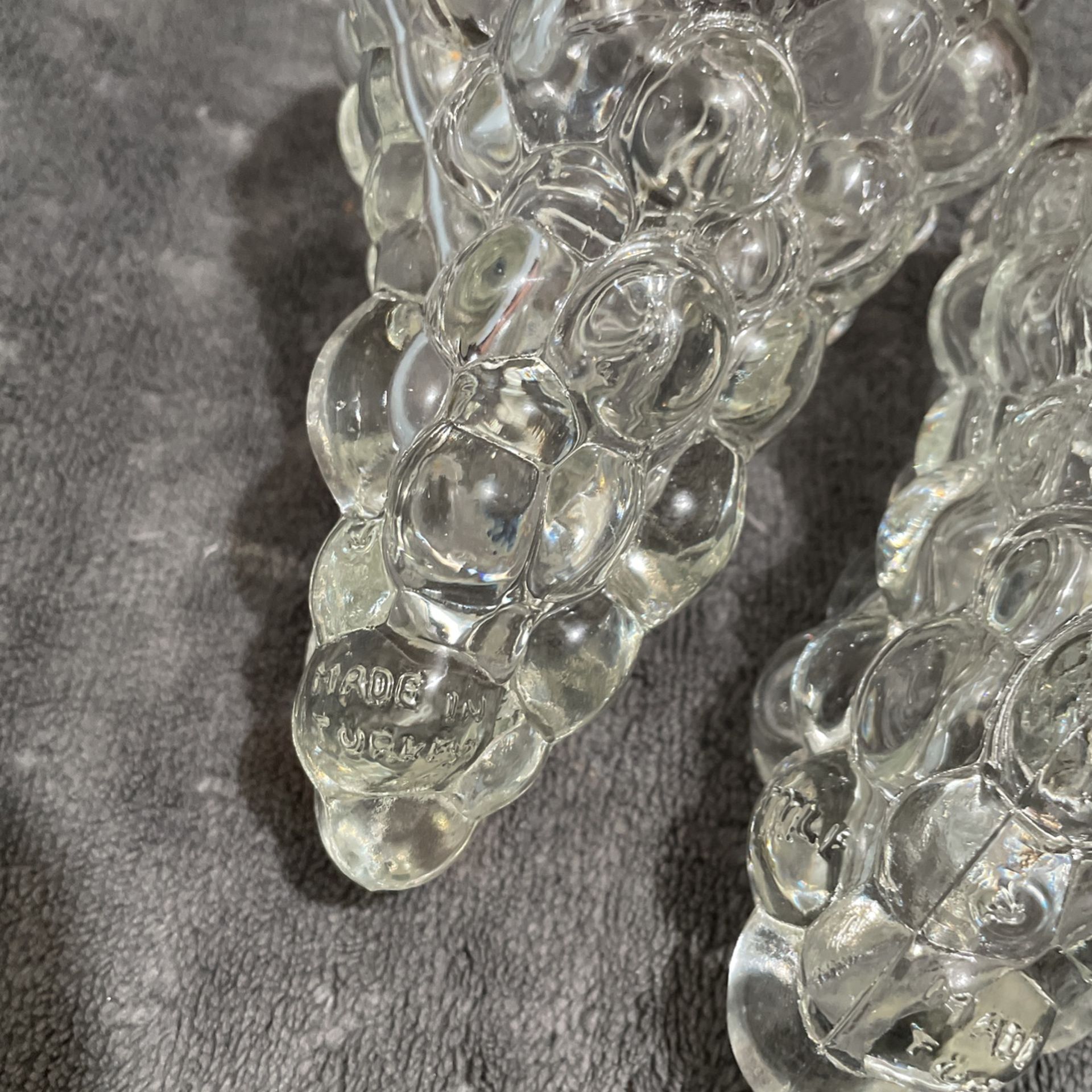 2 Vintage Grape Cluster Glass Bottles