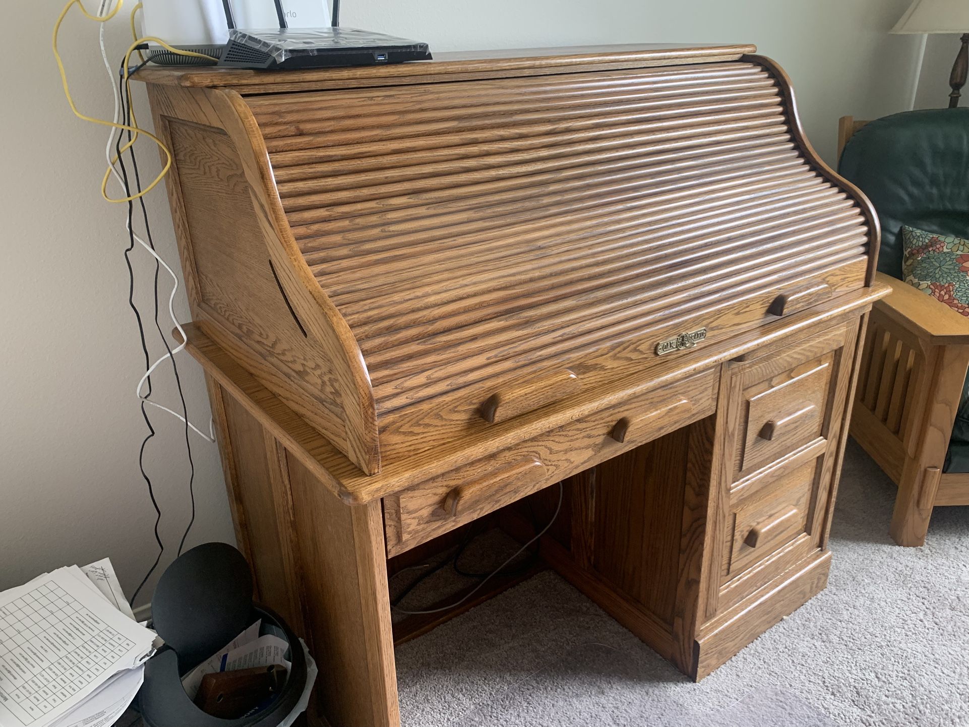Roll top Desk and File Cabinets 