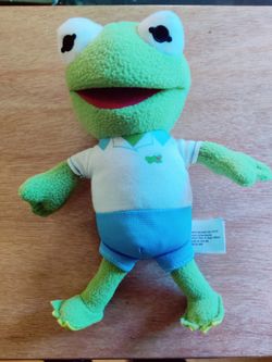 Vintage Disney Jr. Muppet Babies Rene Kermit The Frog 8" Stuffed Plush Toy Soft