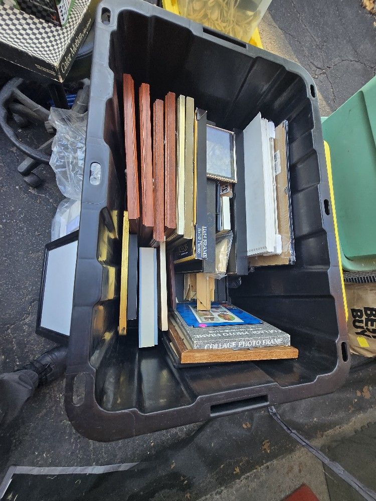 Container Full Of Assorted Pictures &Frames,