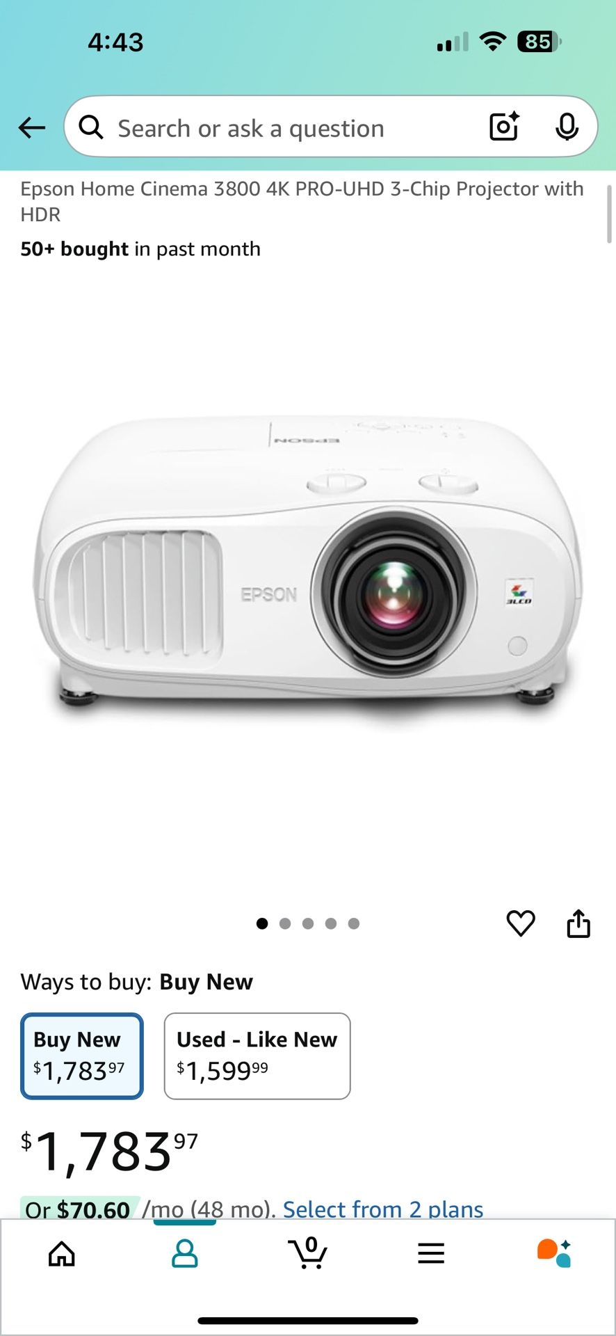 Epson Home Cinema 3800 4K PRO-UHD 3-Chip Projector with HDR