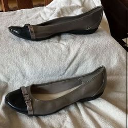 Silver And Black Ballet Flat