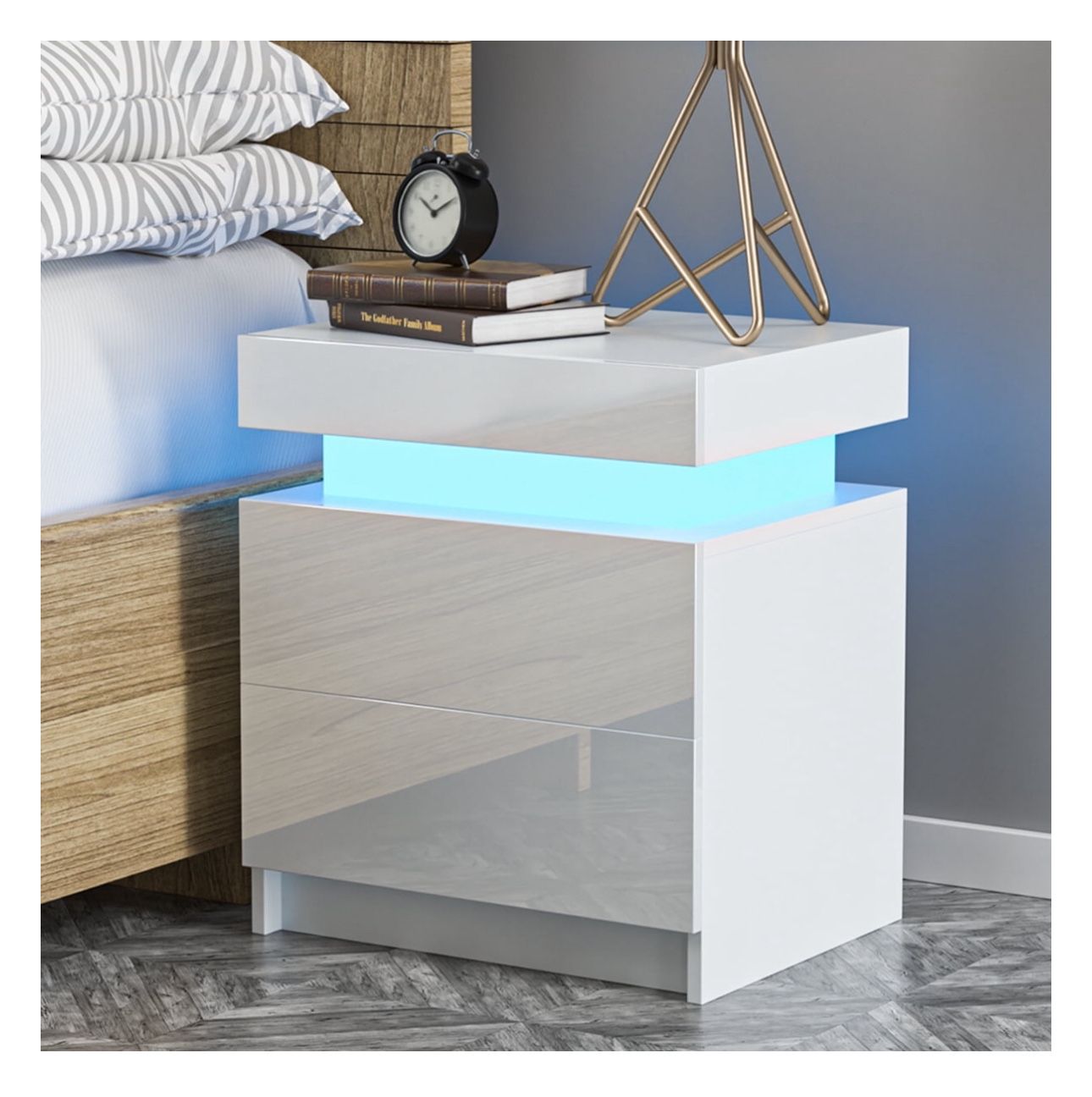 White LED nightstand x2