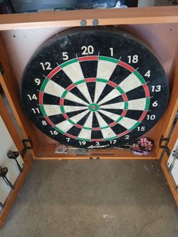DART BOARD AND CABINET