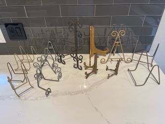 Mixed Metal Easel Display Stands – Set of 8