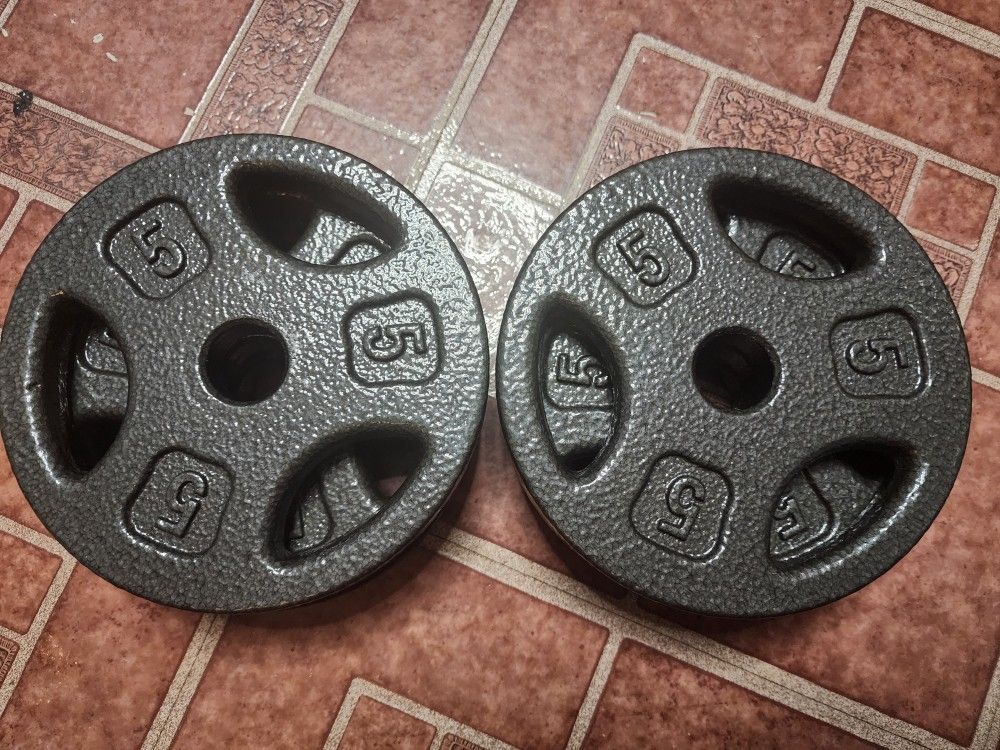 5lb CAP Barbell Standard 1-Inch Grip Weight Plates - 6 Black plates