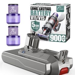 EGR 9000mAh V11 Battery Replacement Compatible with Dyson Click-in Installation