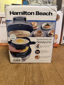 Brand New Hamilton Beach Breakfast Sandwich Maker with Egg Cooker Ring, Breakfast Station, Silver