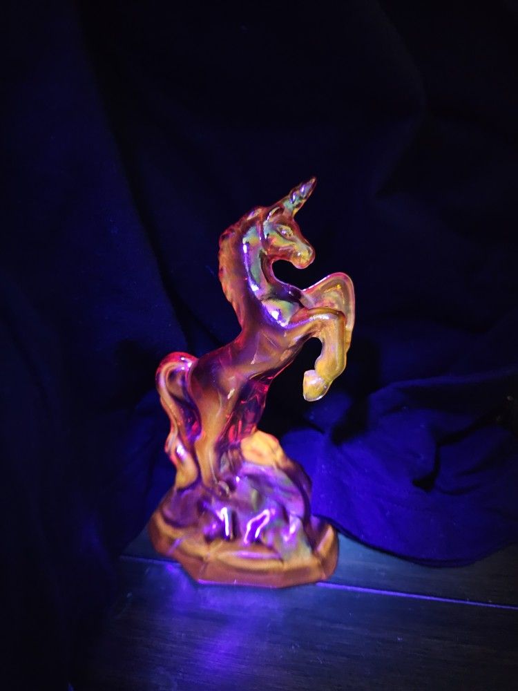 Fenton Red Iridescent Carnival Glass Unicorn Figurine