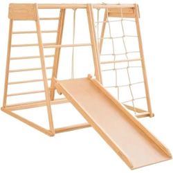 NEW $360 RETAIL-KIDS Indoor Playground Jungle Gym, 7 In 1 Wooden Climbing Playset

