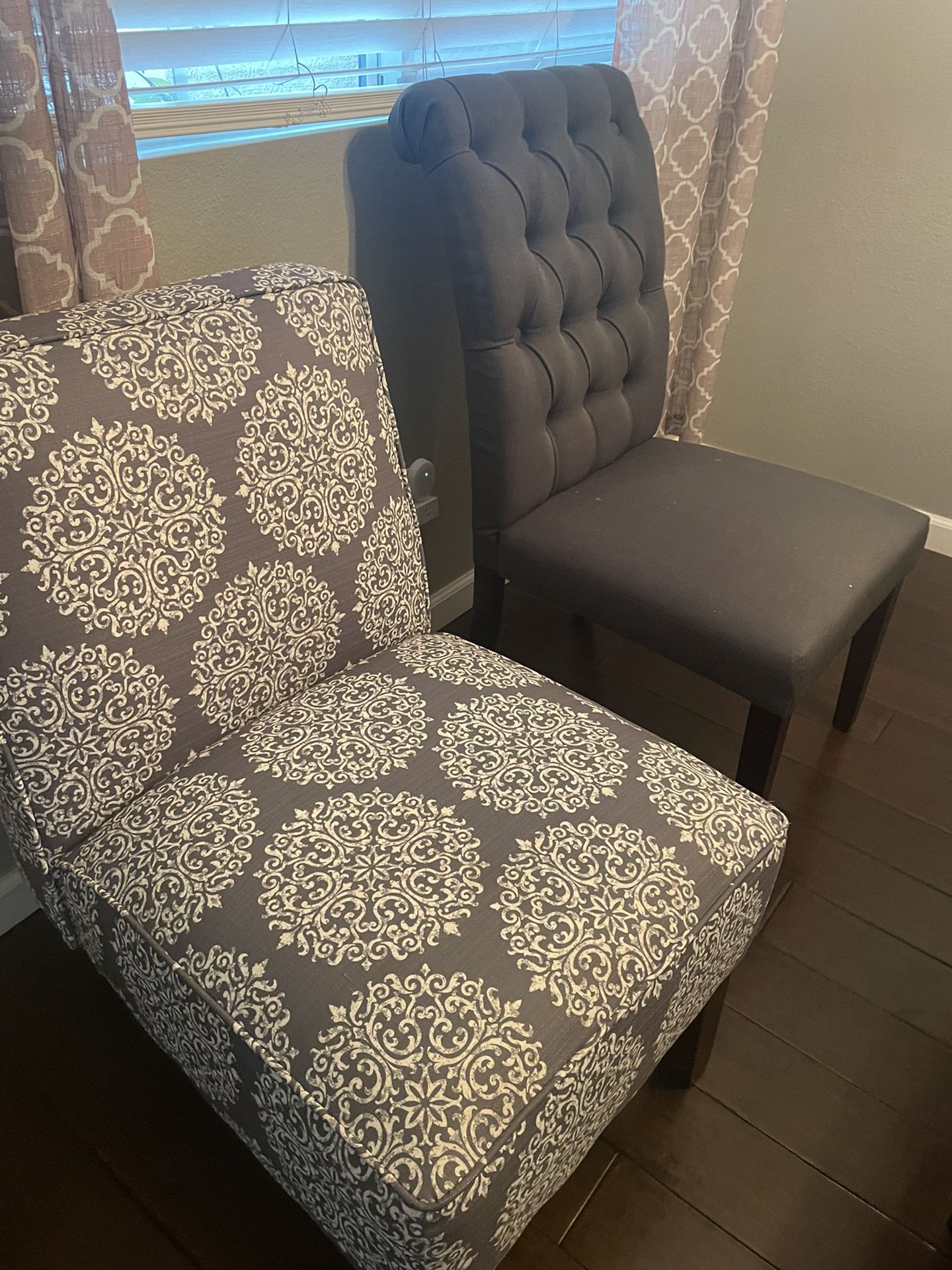 4 Gray Chairs ($25 For All) & One Patterned Gray Chair ($75)