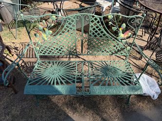 Vintage Wrought Iron Garden Bench