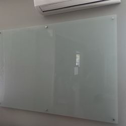 Frameless glass dry-erase board (stainless mounts)
