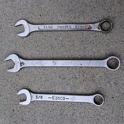 5/8" Easco 3/4" Bonney 11/16" forged steel alloy made in USA 12 point combination wrench bundle