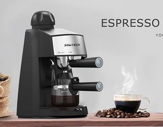 Semi-automatic steam espresso machine with 240ml water tank, capable of making latte, mocha and cappuccino