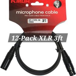 12-Pack XLR Kirlin 3 Foot Cables Mpc-270pb-03/Black