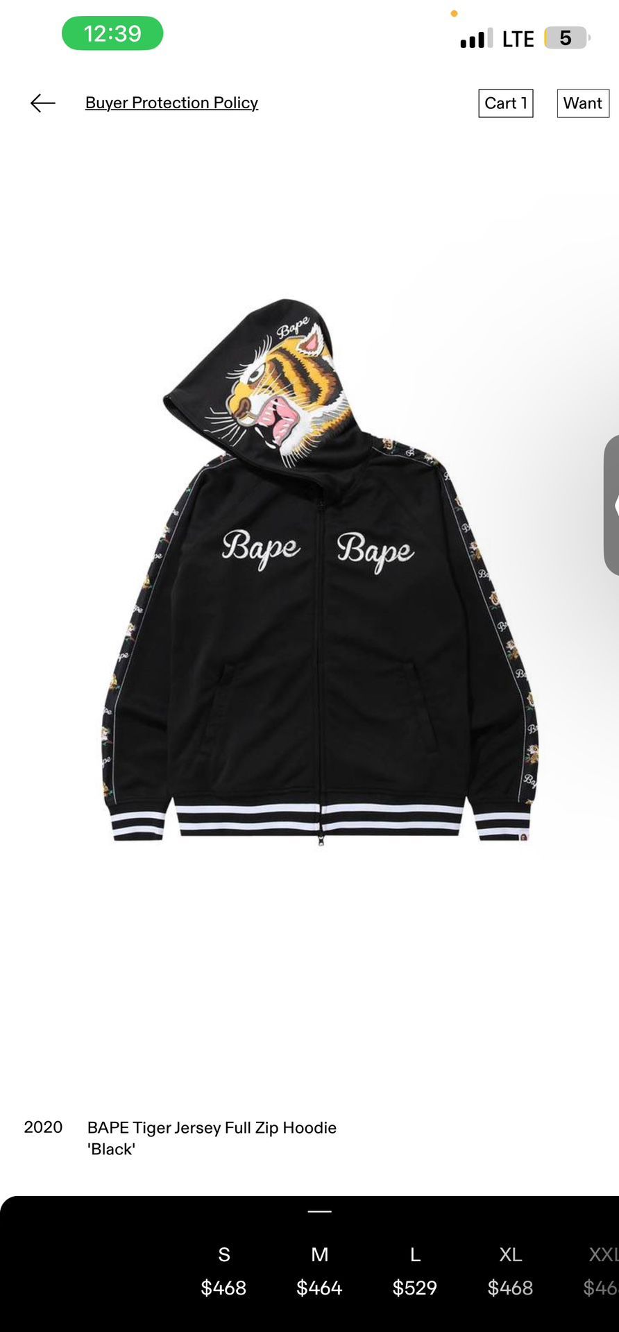 Small Bape tiger full zip up 